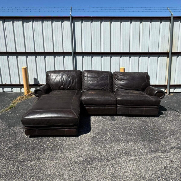 Brown Leather 3 Piece Electric Recliners with Chaise